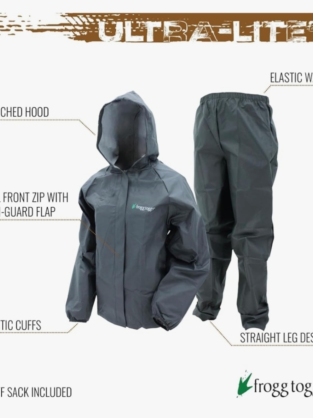 FROGG BOGGS Kids' Dark Blue/Gray Waterproof Rain Suit (Jacket, Pants) - Size L